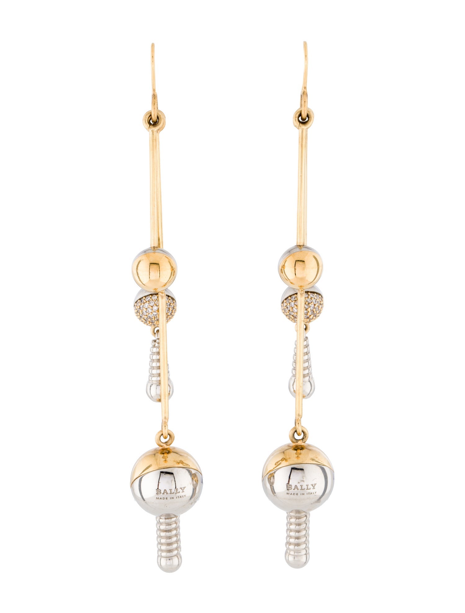 Bally Tow-Tone Crystal Drop Earrings