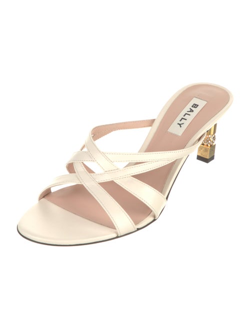 Bally Leather Crystal Embellishments Slides