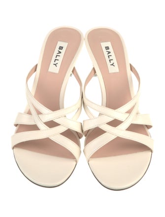 Bally Leather Crystal Embellishments Slides