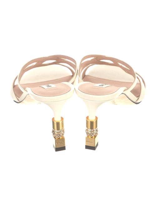 Bally Leather Crystal Embellishments Slides