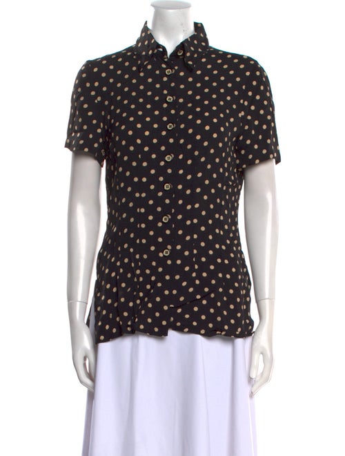 Bally Polka Dot Print Short Sleeve Button-Up Top
