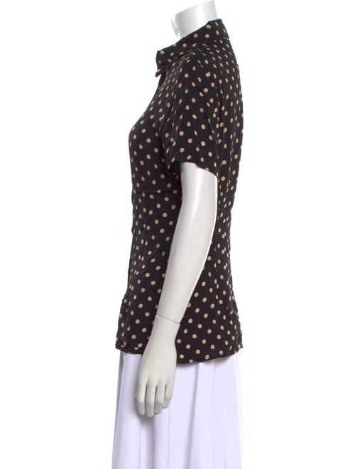 Bally Polka Dot Print Short Sleeve Button-Up Top