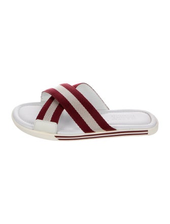 Bally Leather Striped Slides