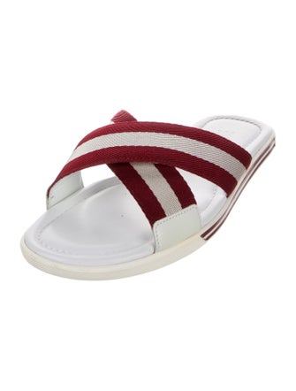 Bally Leather Striped Slides