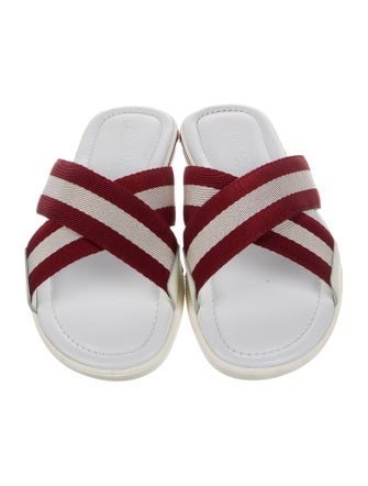 Bally Leather Striped Slides