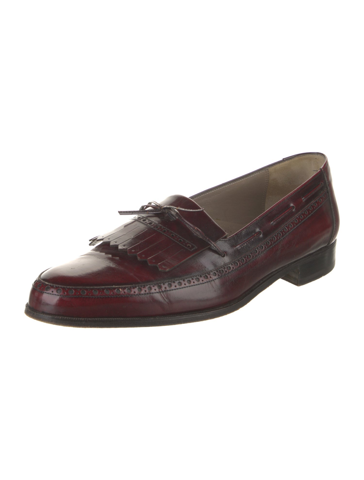 Bally Leather Tassel Accents Dress Loafers
