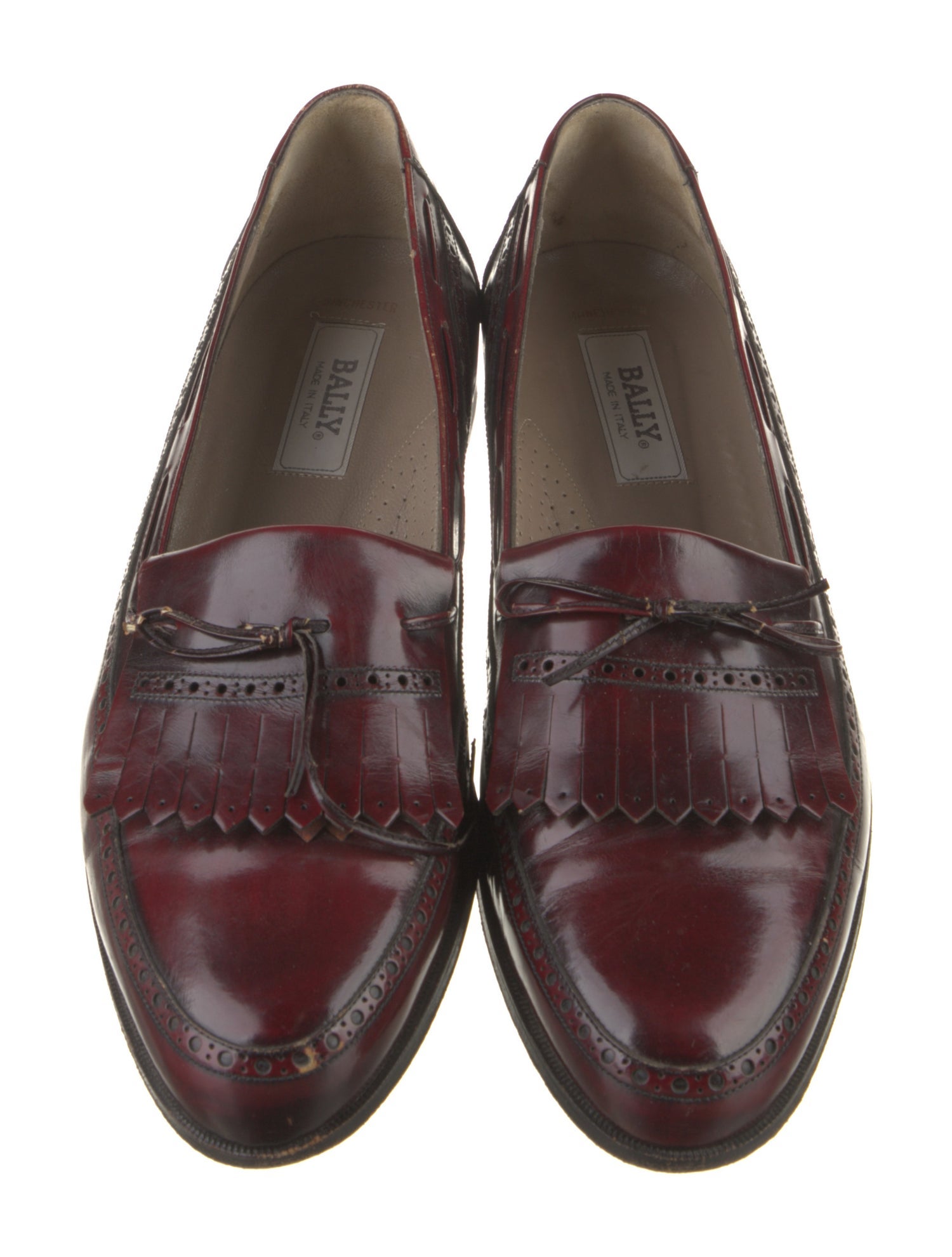 Bally Leather Tassel Accents Dress Loafers