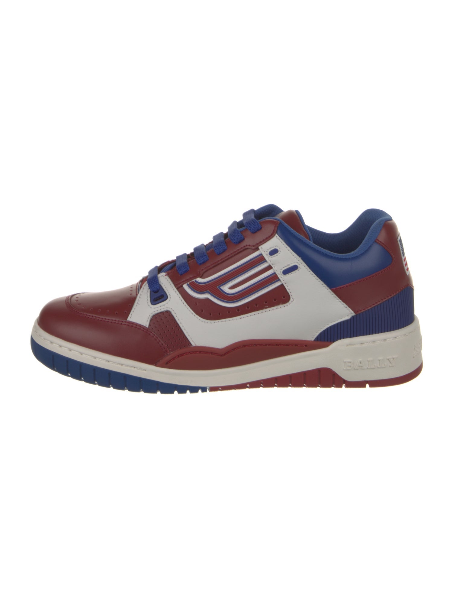 Bally Leather Colorblock Pattern Sneakers