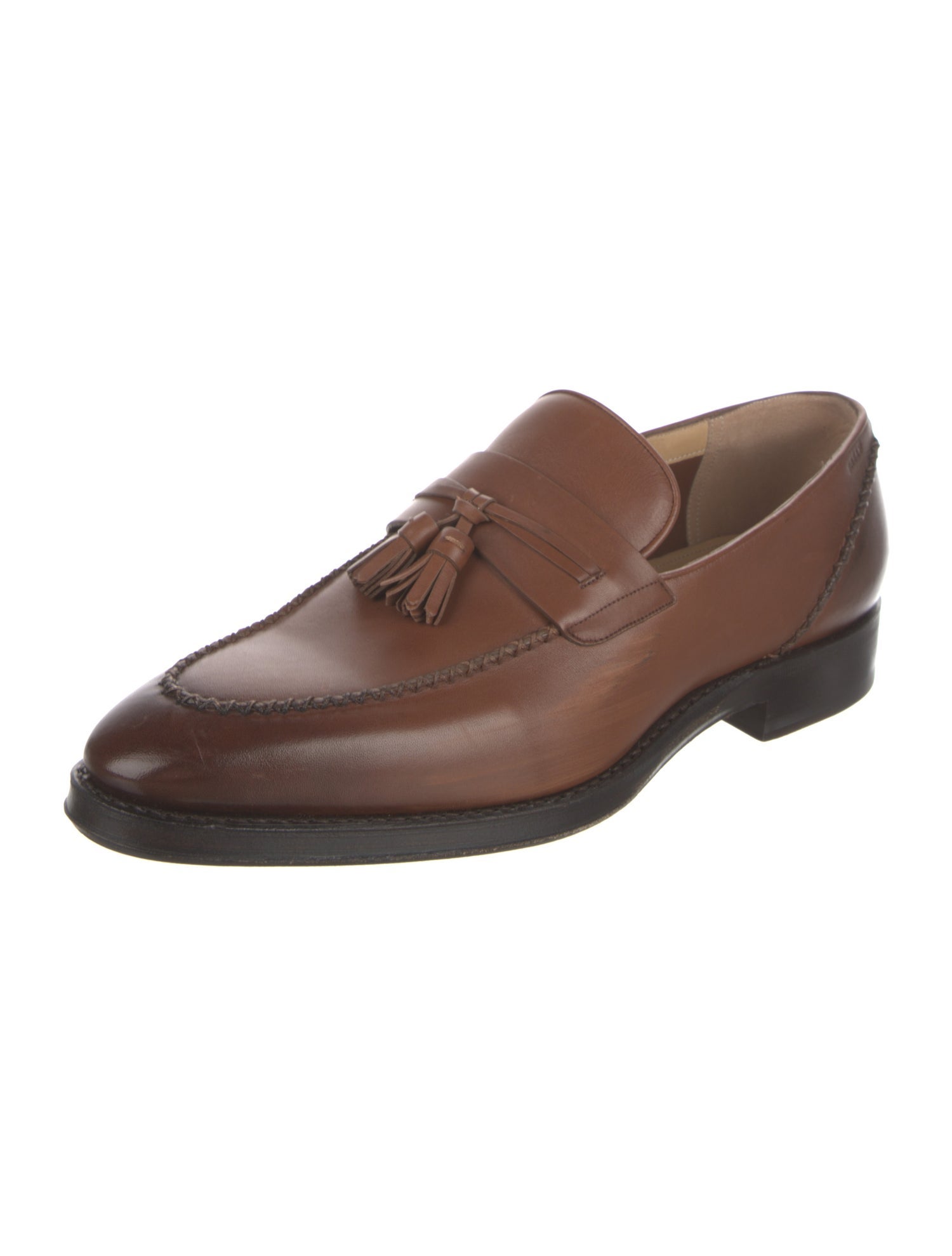 Bally Leather Tassel Accents Dress Loafers