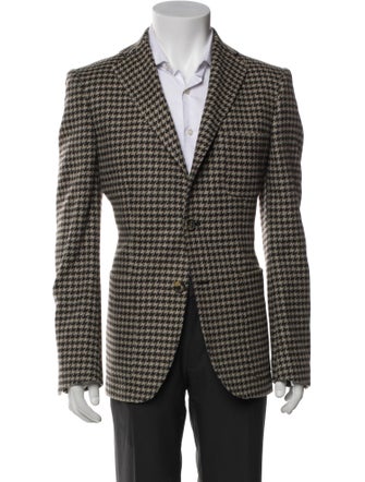Bally Wool Houndstooth Print Blazer