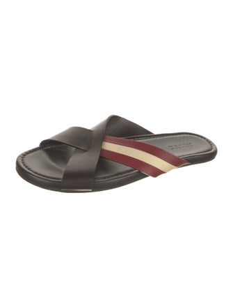 Bally Leather Striped Slides