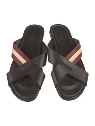 Bally Leather Striped Slides