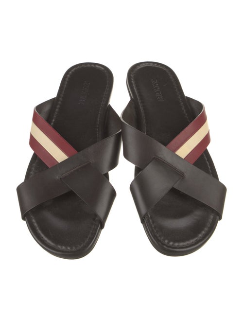 Bally Leather Striped Slides