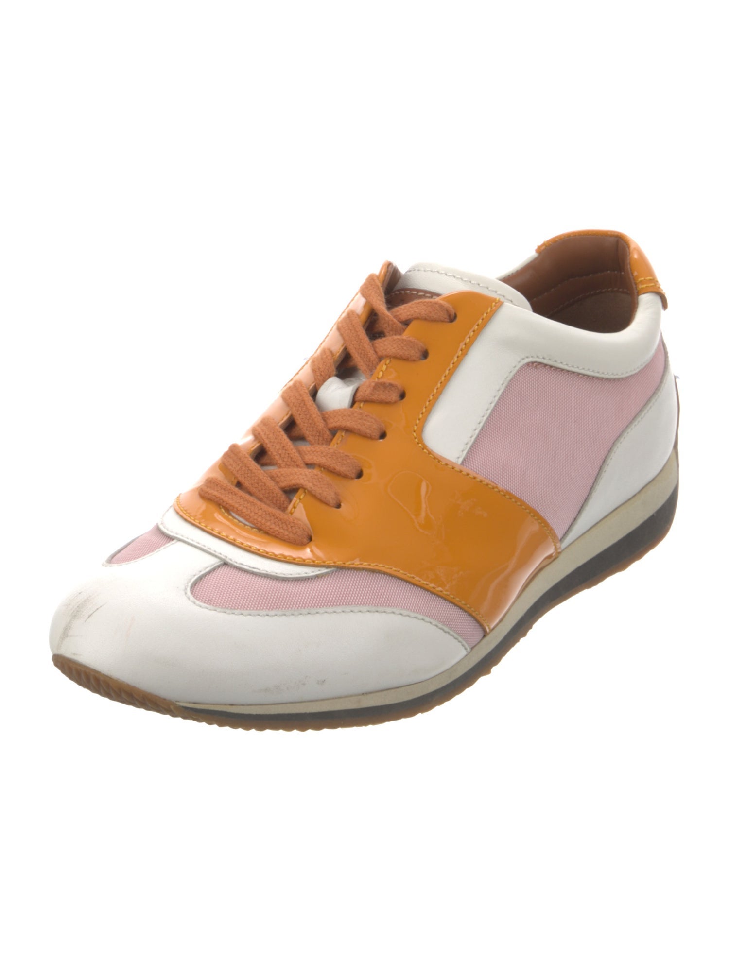 Bally Leather Colorblock Pattern Sneakers