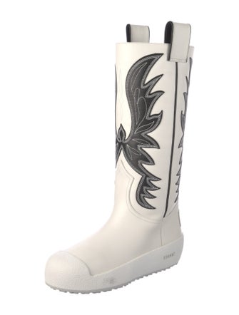 Bally Leather Colorblock Pattern Rain Boots