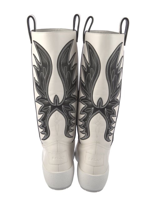 Bally Leather Colorblock Pattern Rain Boots