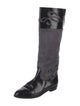 Bally Suede Colorblock Pattern Riding Boots