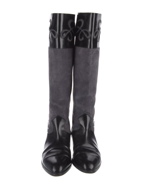 Bally Suede Colorblock Pattern Riding Boots