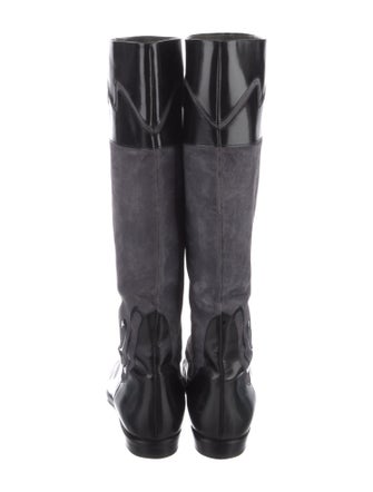 Bally Suede Colorblock Pattern Riding Boots