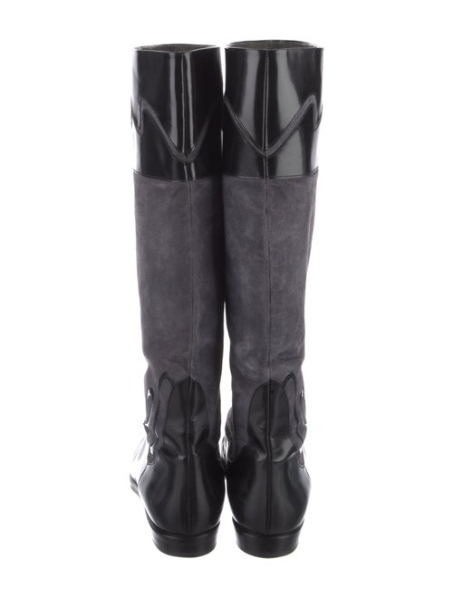Bally Suede Colorblock Pattern Riding Boots