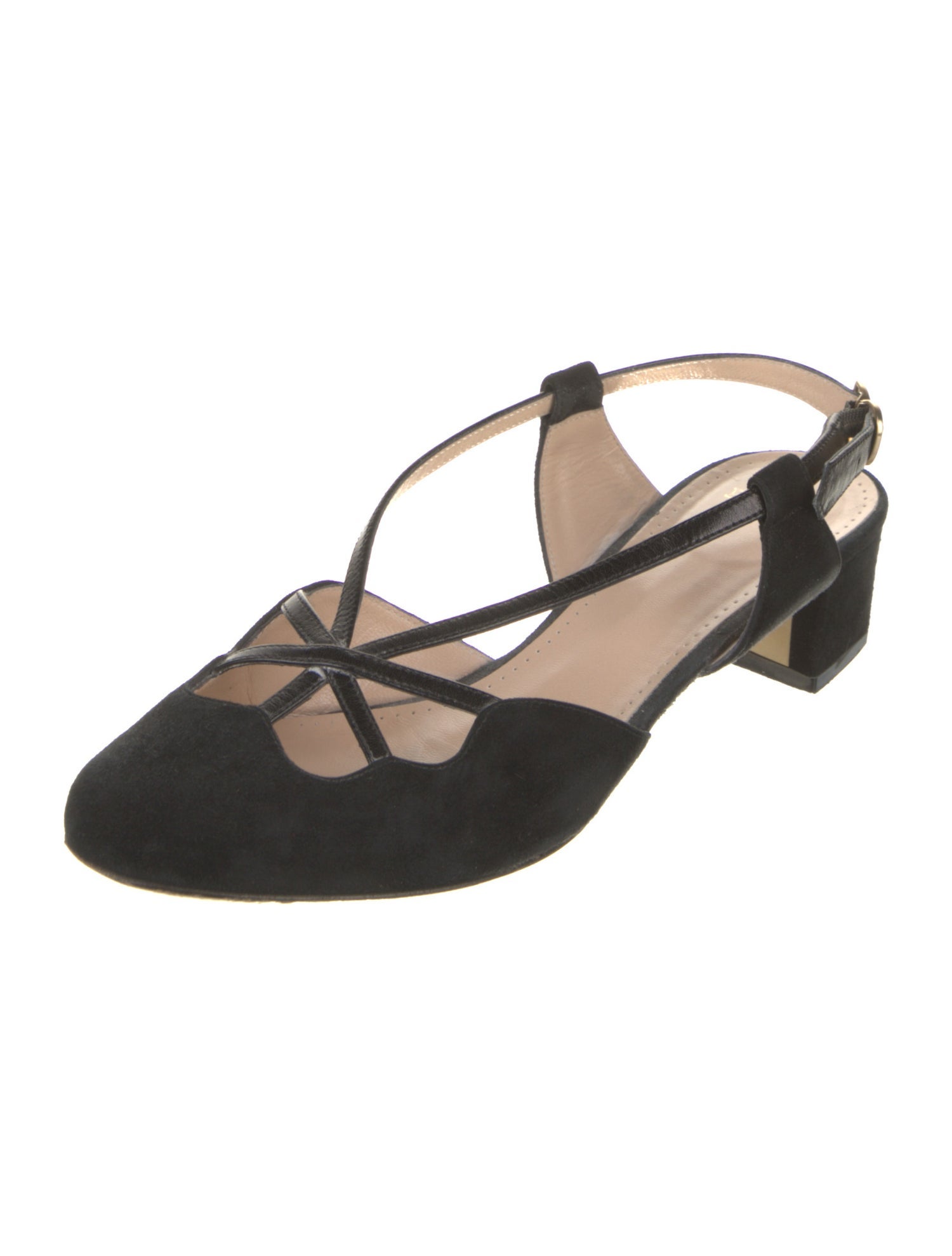 Bally Suede Leather Trim Embellishment Slingback Sandals