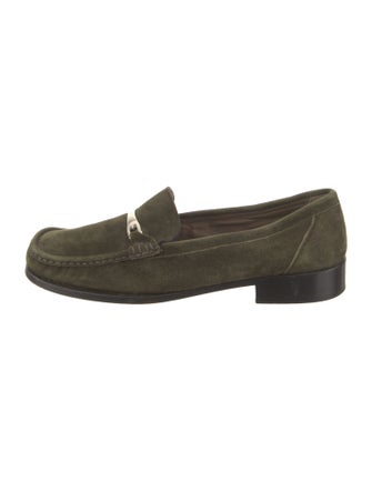 Bally Suede Leather Trim Embellishment Loafers