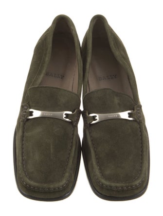 Bally Suede Leather Trim Embellishment Loafers