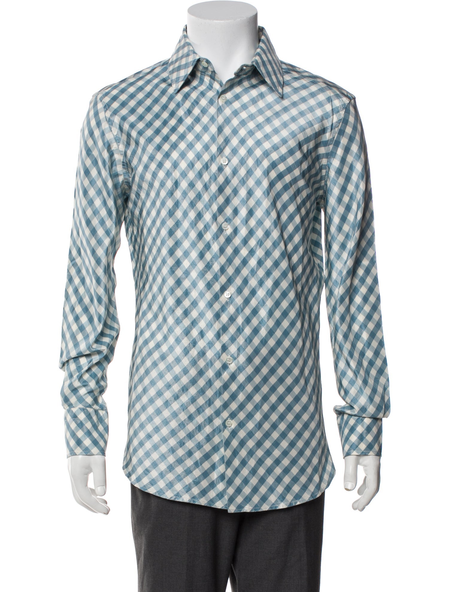 Bally Silk Plaid Print Dress Shirt