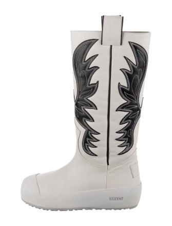 Bally Leather Colorblock Pattern Rain Boots