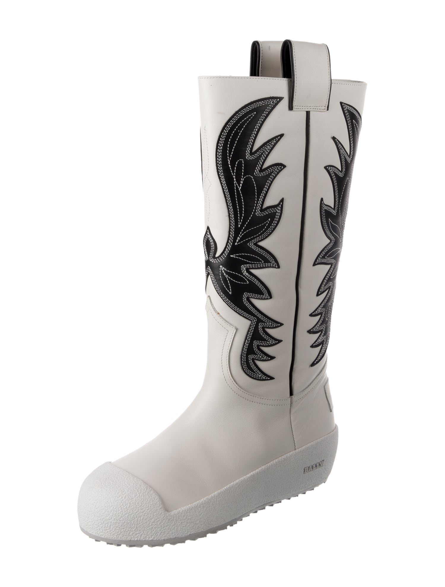 Bally Leather Colorblock Pattern Rain Boots