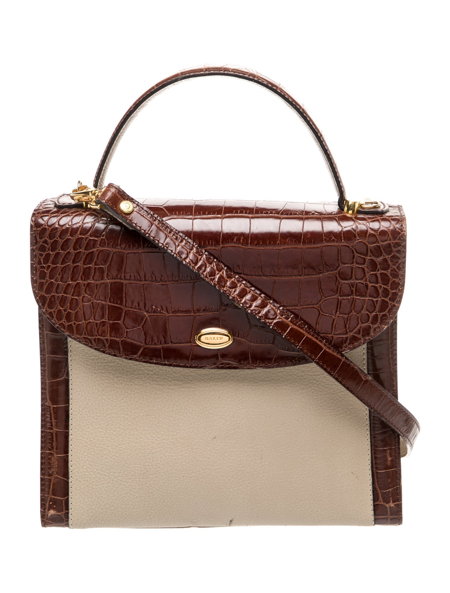 Bally Embossed Leather Top Handle Bag