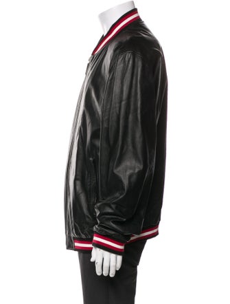 Bally Lamb Leather Striped Bomber Jacket