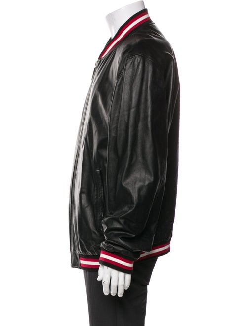 Bally Lamb Leather Striped Bomber Jacket