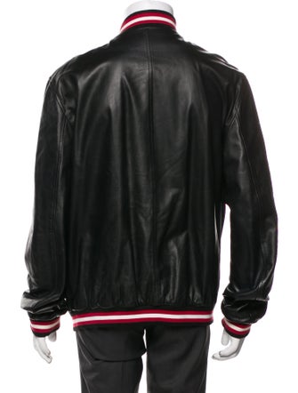 Bally Lamb Leather Striped Bomber Jacket