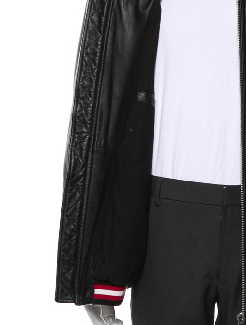 Bally Lamb Leather Striped Bomber Jacket