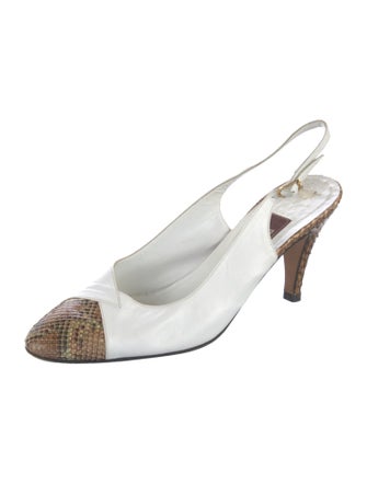 Bally Leather Animal Print Slingback Pumps