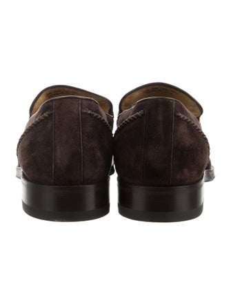 Bally Suede Grosgrain Trim Loafers