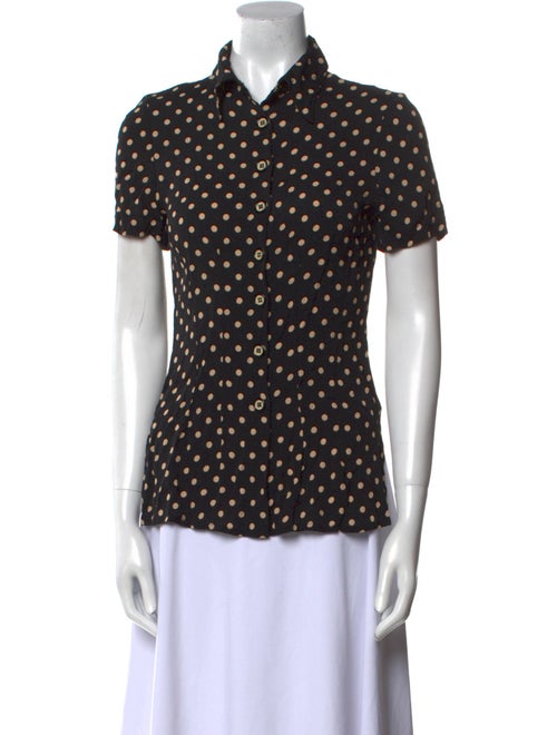 Bally Polka Dot Print Short Sleeve Button-Up Top