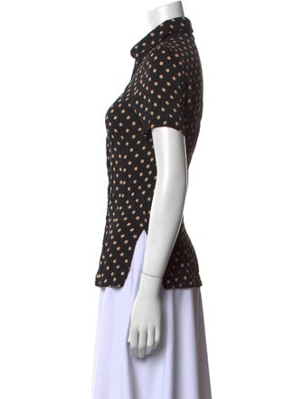 Bally Polka Dot Print Short Sleeve Button-Up Top