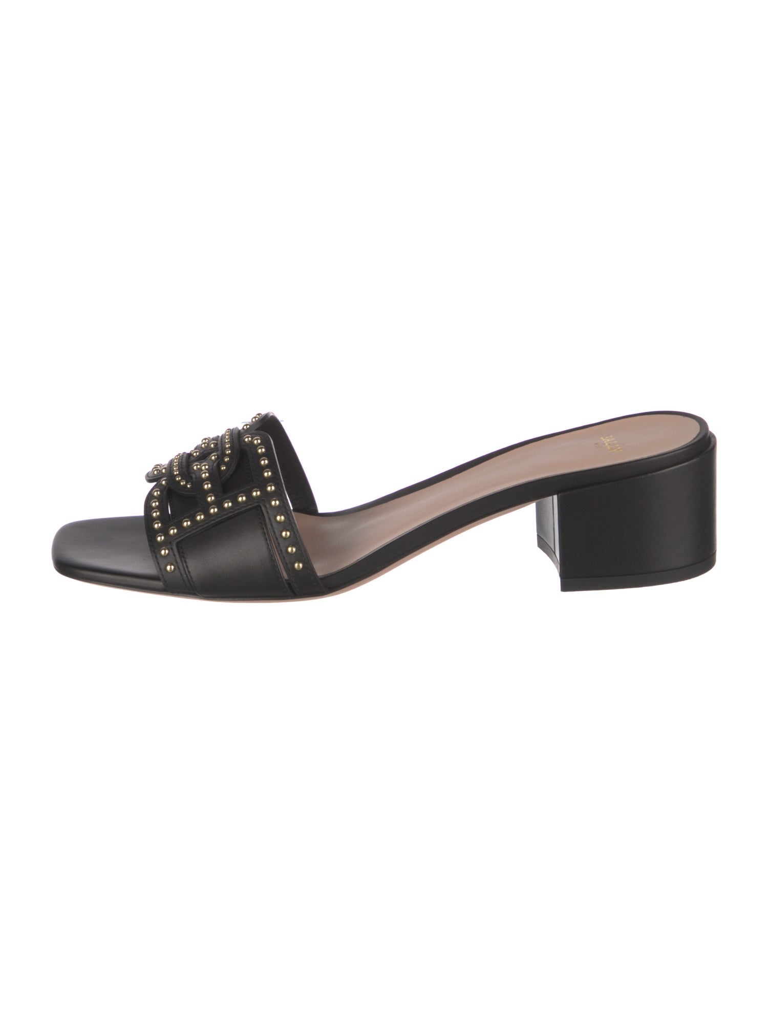 Bally Leather Studded Accents Slides