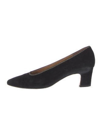 Bally Suede Embroidered Accent Pumps