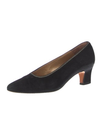 Bally Suede Embroidered Accent Pumps