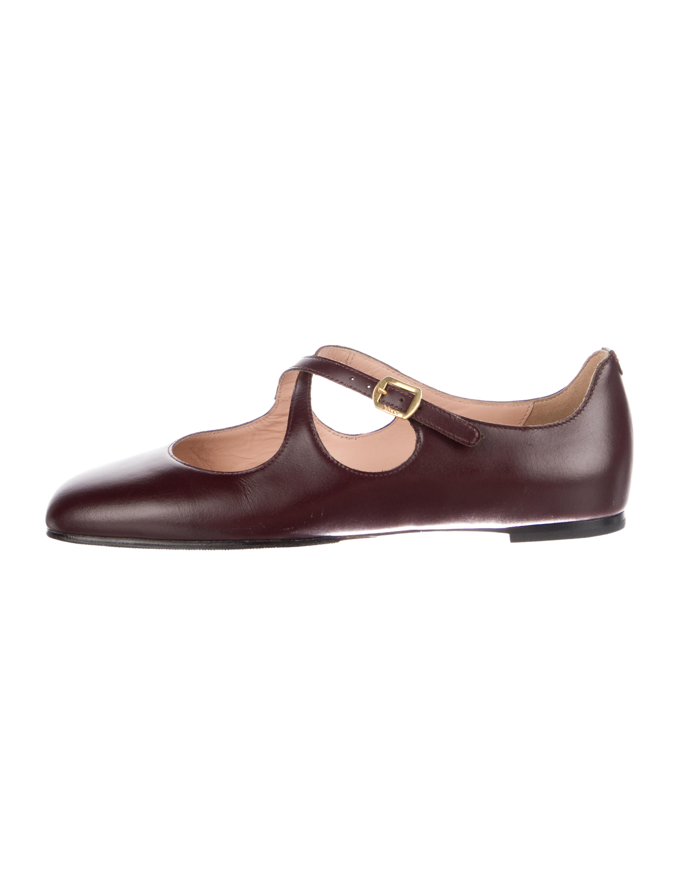 Bally Leather Cutout Accent Mary Jane Flats