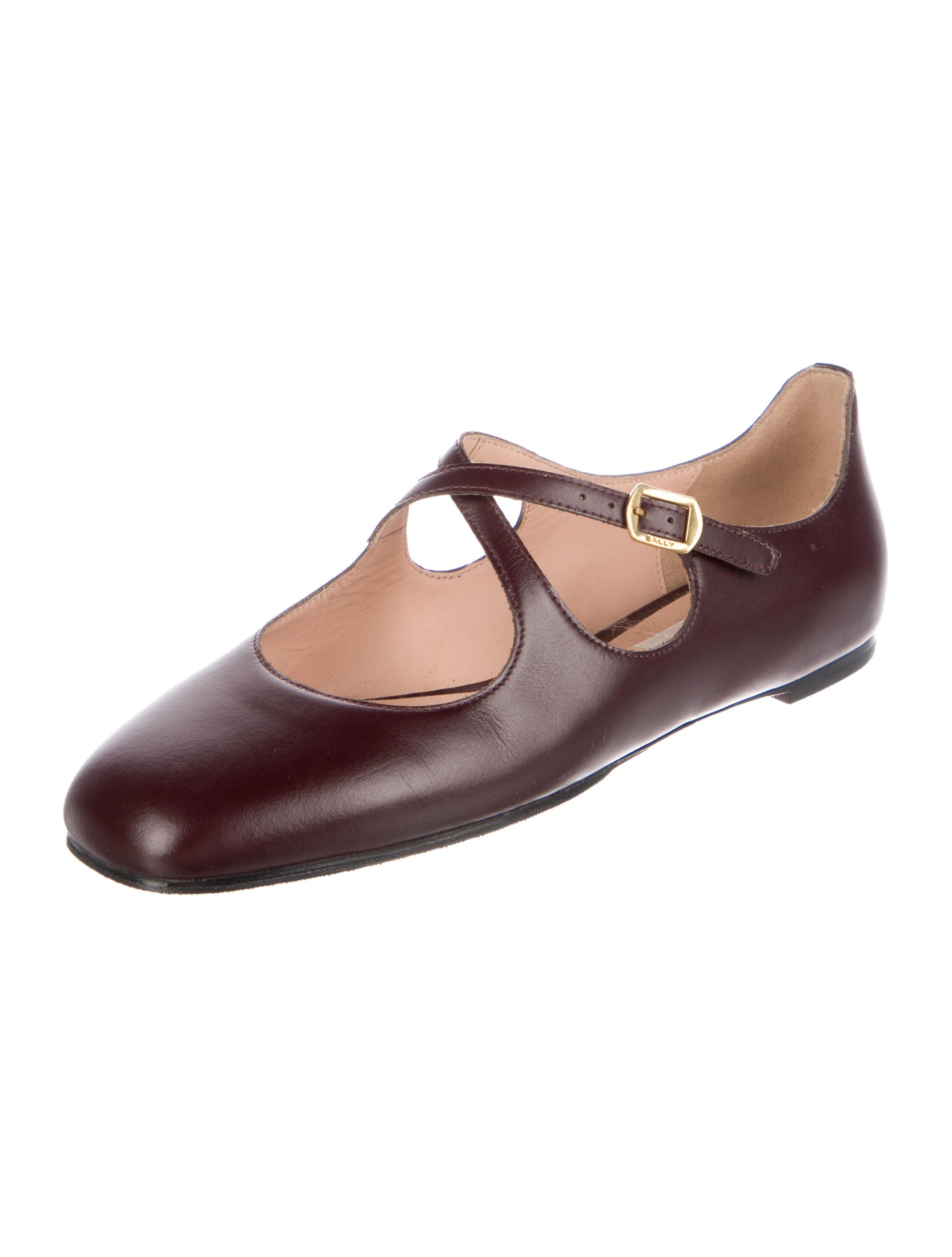 Bally Leather Cutout Accent Mary Jane Flats