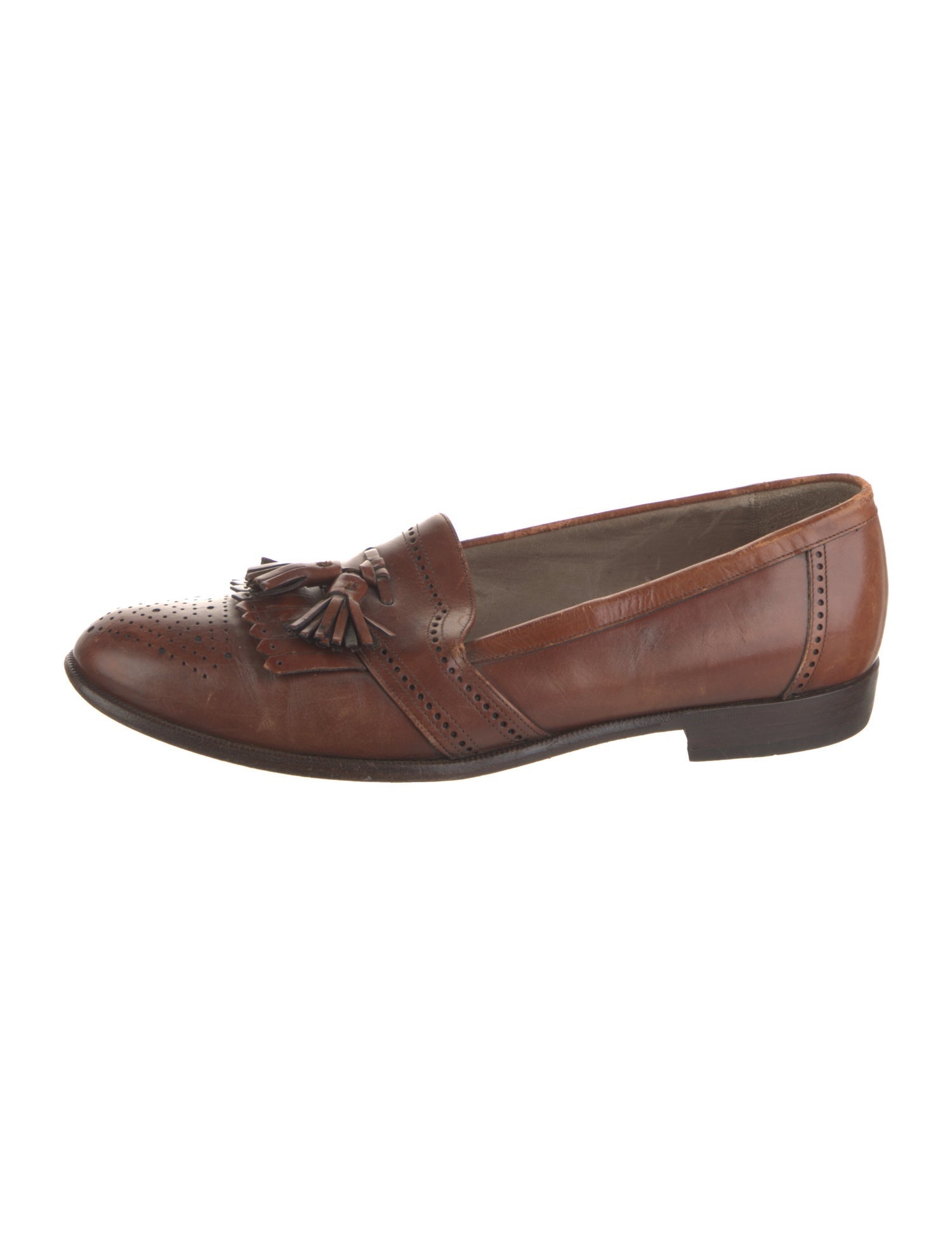 Bally Leather Tassel Accents Dress Loafers