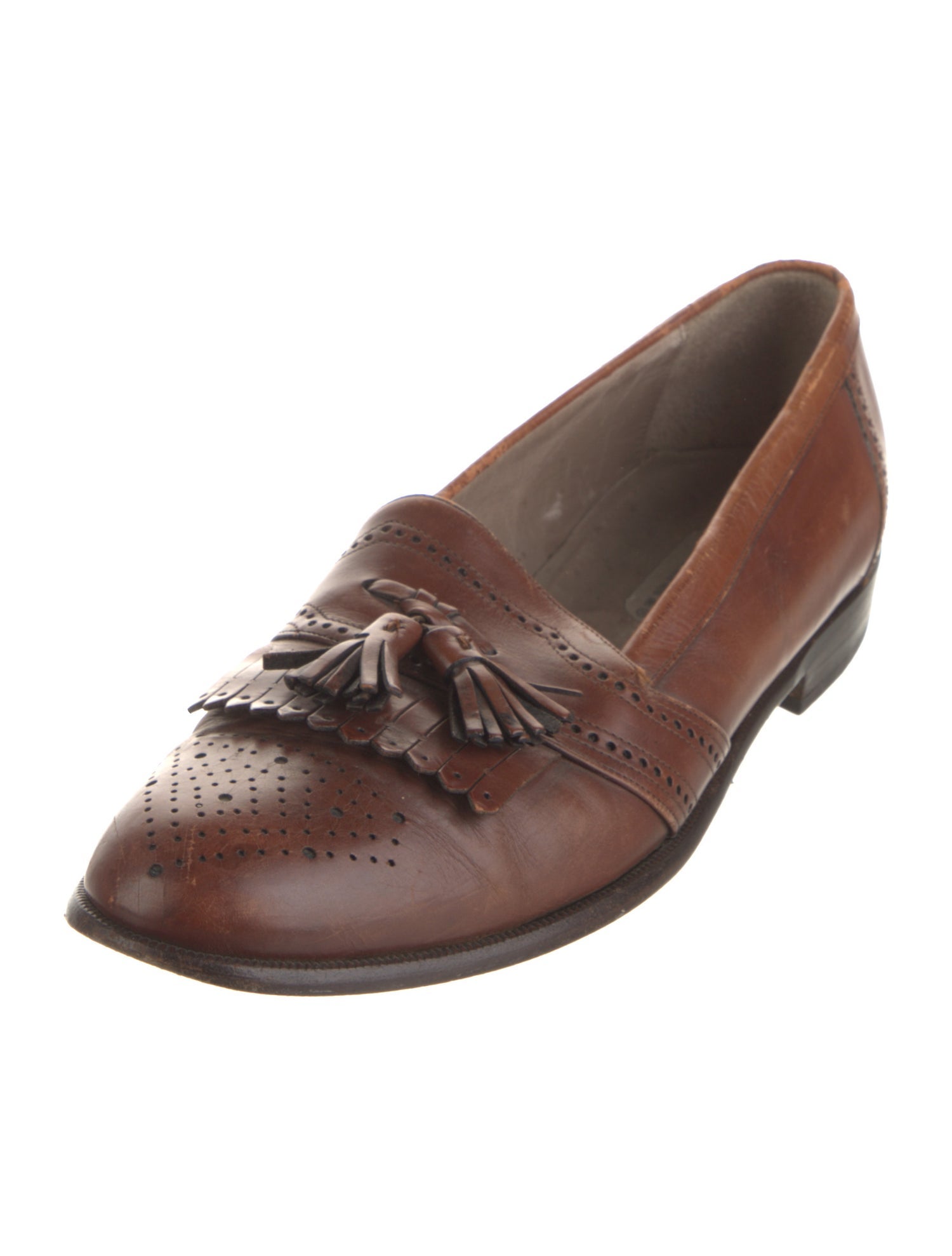 Bally Leather Tassel Accents Dress Loafers