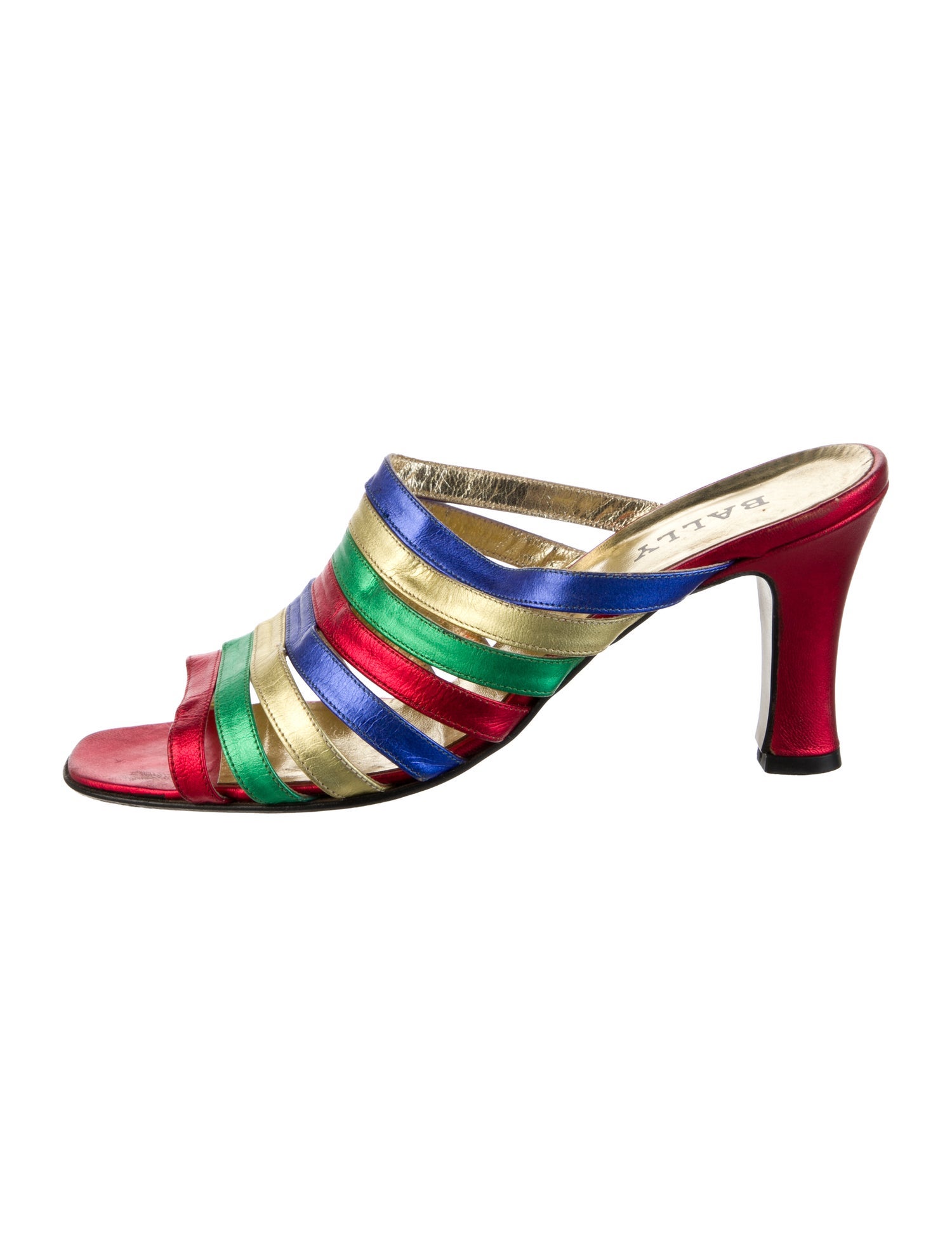 Bally Leather Colorblock Pattern Slides