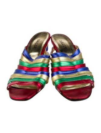 Bally Leather Colorblock Pattern Slides