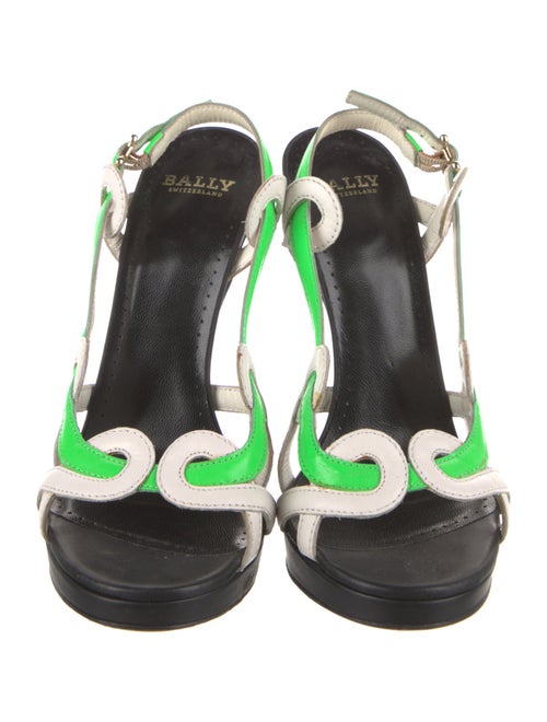 Bally Leather Colorblock Pattern Slingback Sandals