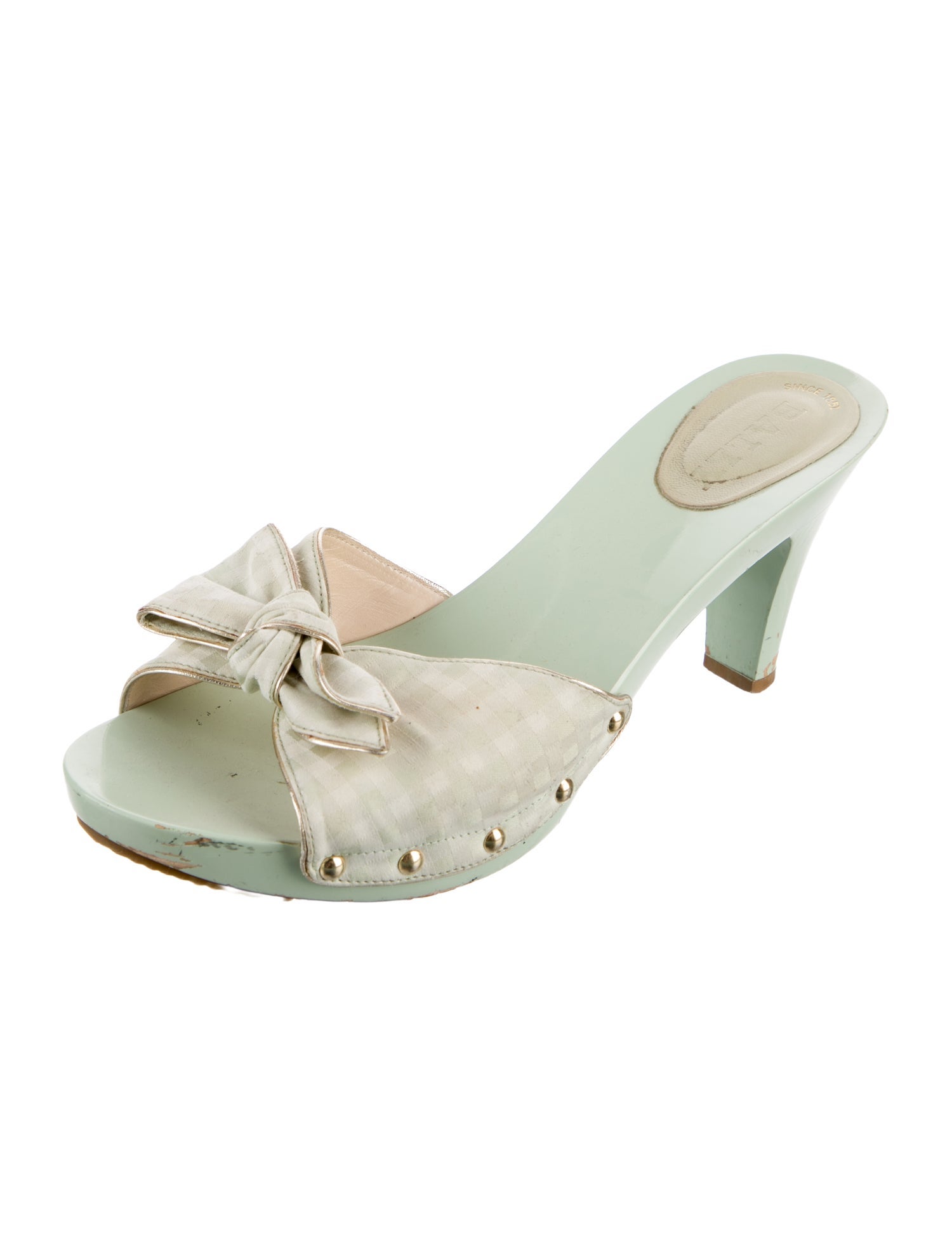 Bally Plaid Print Bow Accents Mules